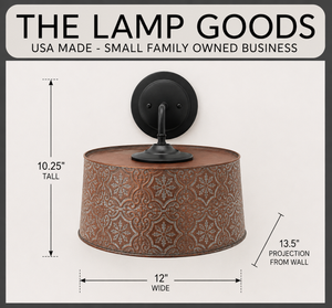 Ornate Copper Custom 90 Degree Arm Wall Sconce - The Lamp Goods