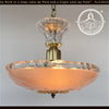 Mid Century 1940's PEACH Antique Glass Ceiling Light