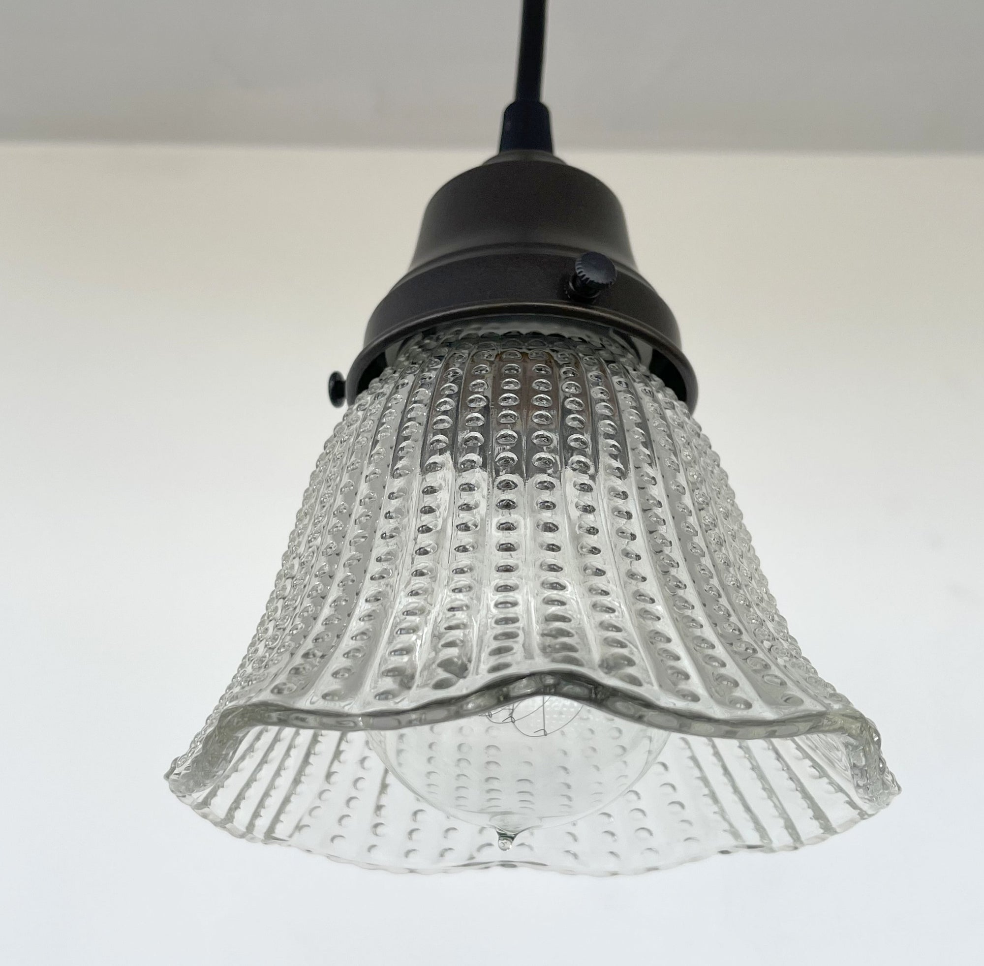 Petite Hobnail 1940's Glass Pendant Light