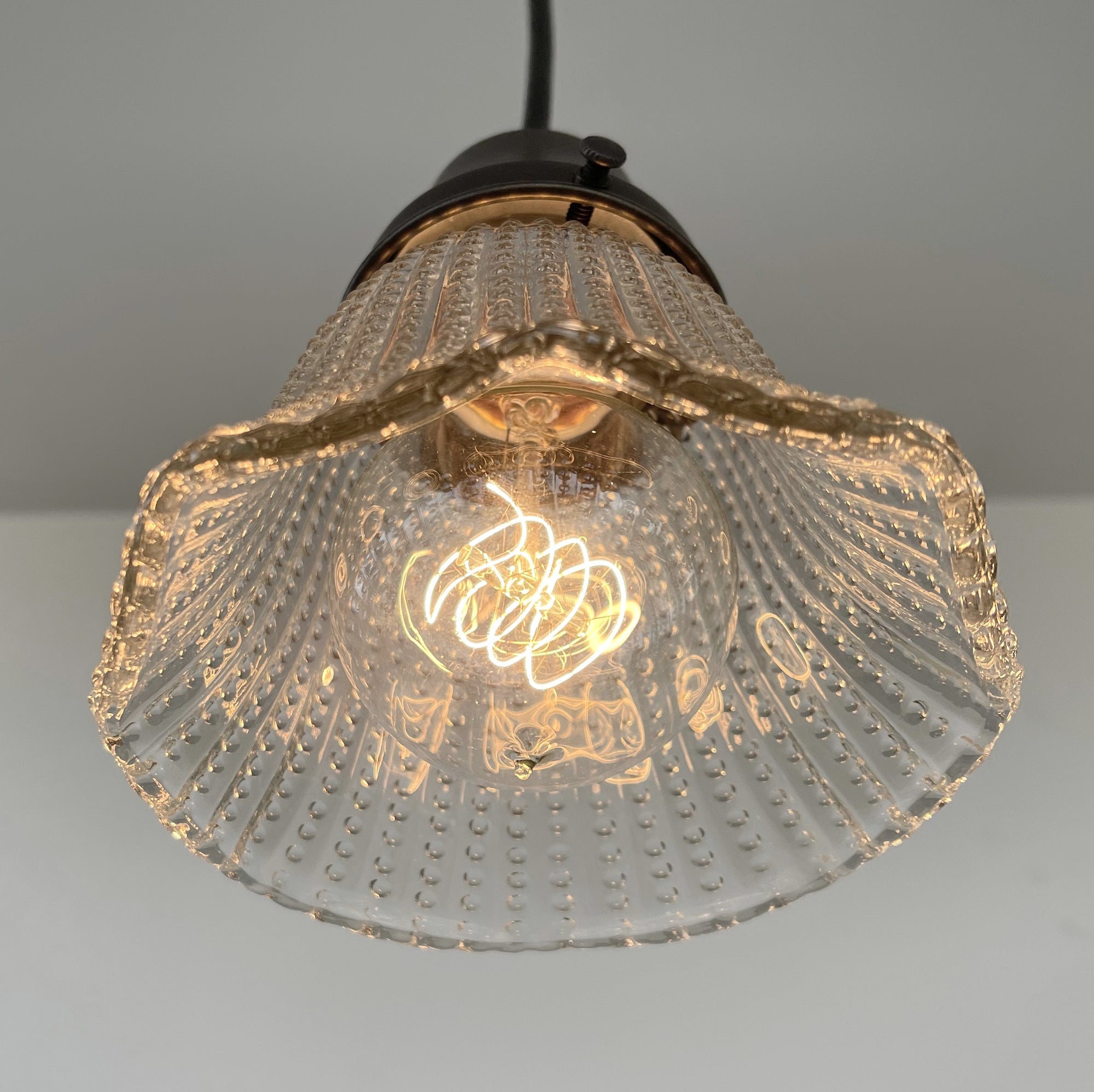 Petite Hobnail 1940's Glass Pendant Light