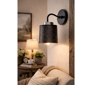 Petite Industrial Hexline Metal Wall Sconce - The Lamp Goods
