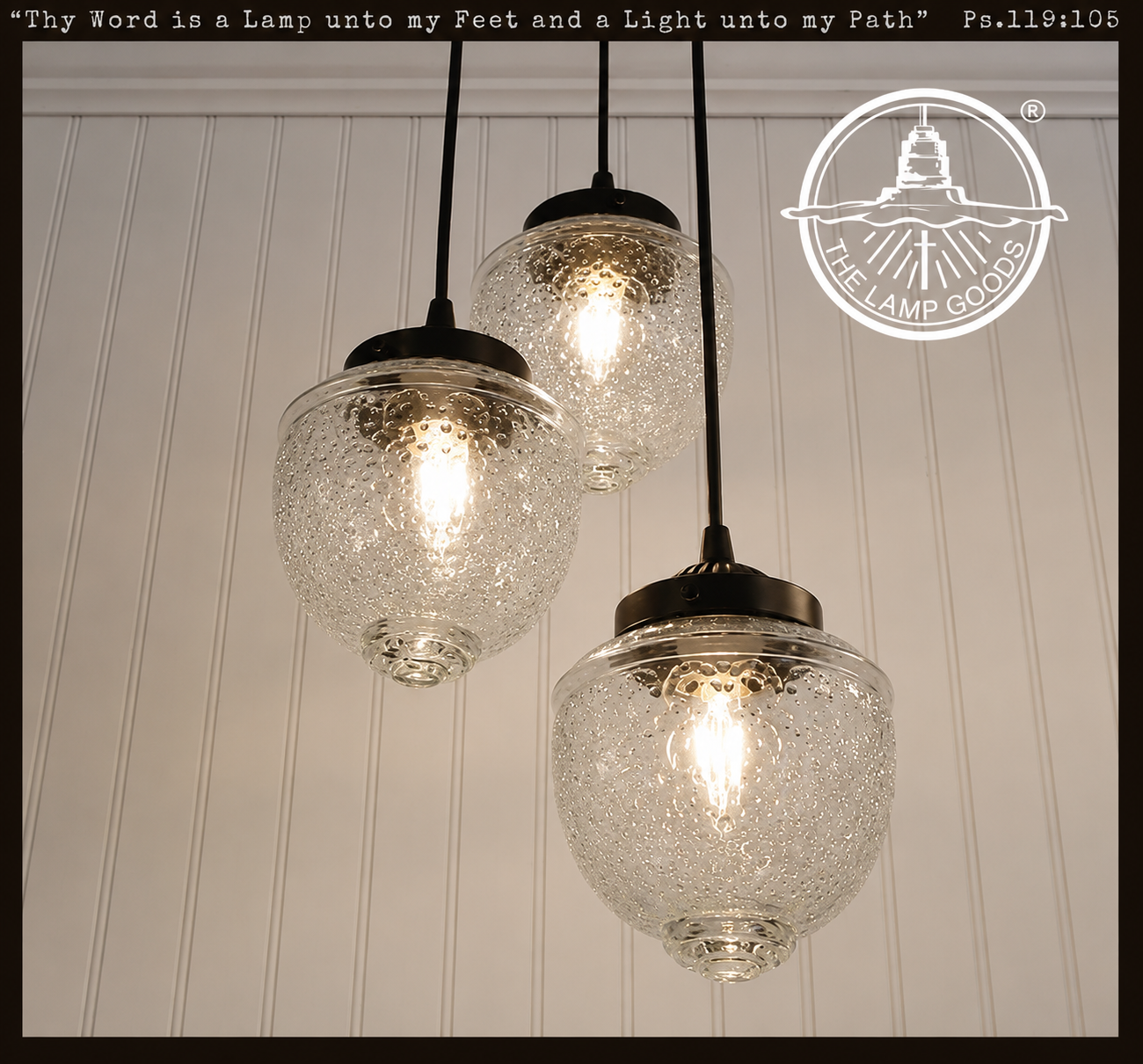 Acorn Glass Pendant Light Chandelier Trio