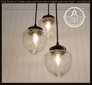 Acorn Glass Pendant Light Chandelier Trio