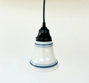 1940's Traditional Milk Glass Bell With Blue Accent Wall Sconce/Pendant Light