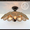 LARGE Natural RATTAN Ceiling Light Fixture