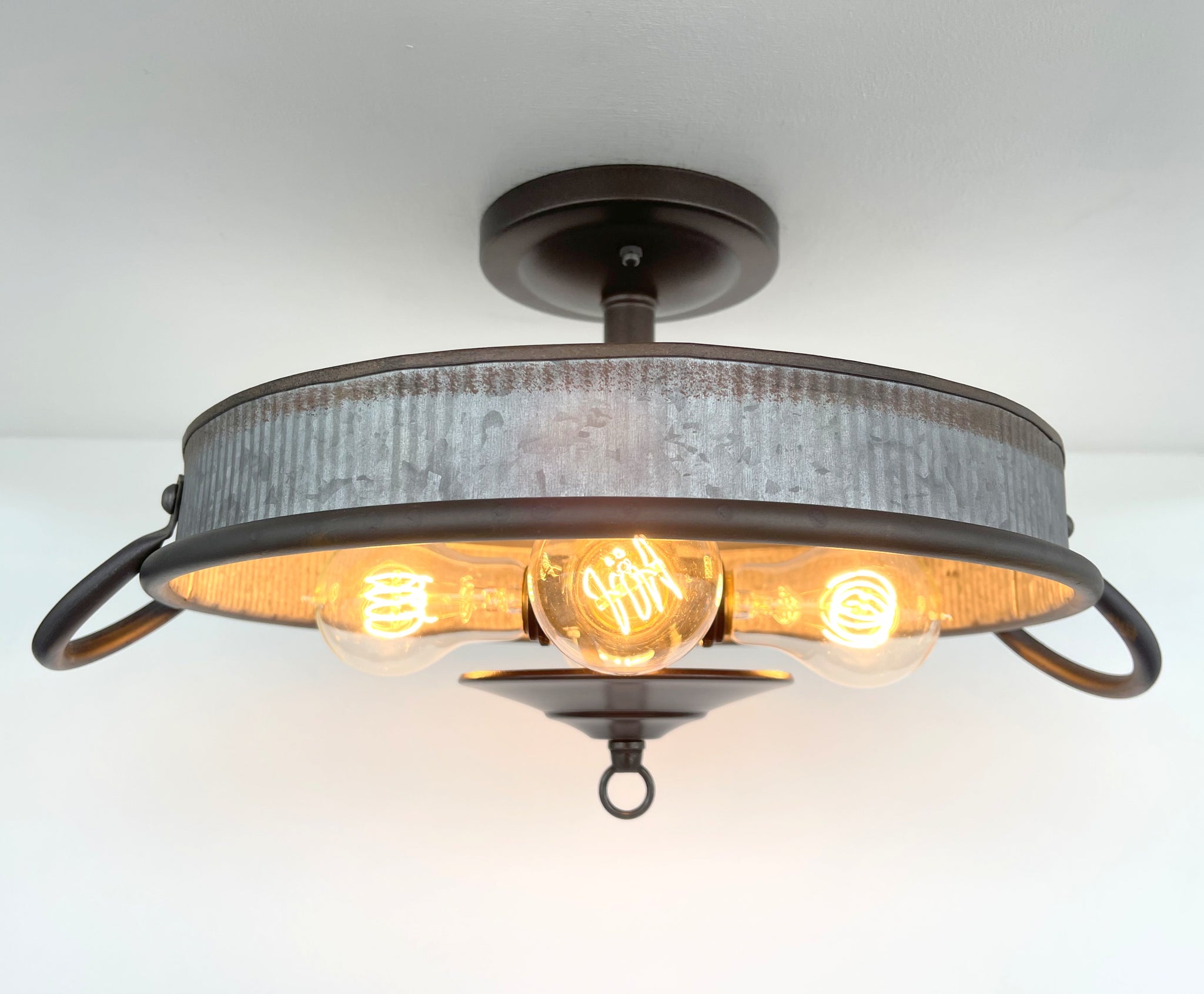 Rustic Ceiling Light Galvanized for an Industrial Light Fixture - The Lamp  Goods