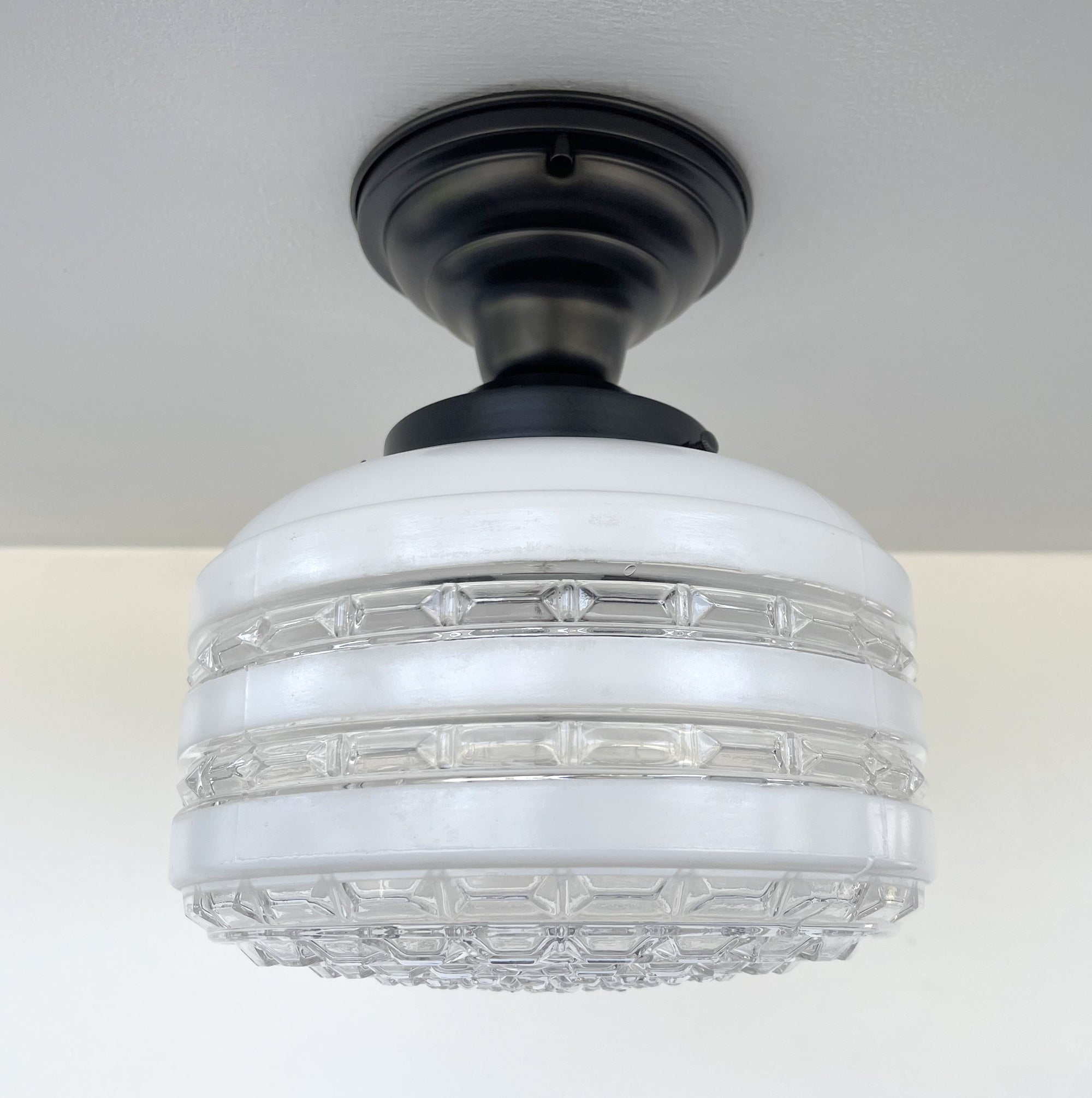 Retro Mid Century Regency Glass Ceiling Light