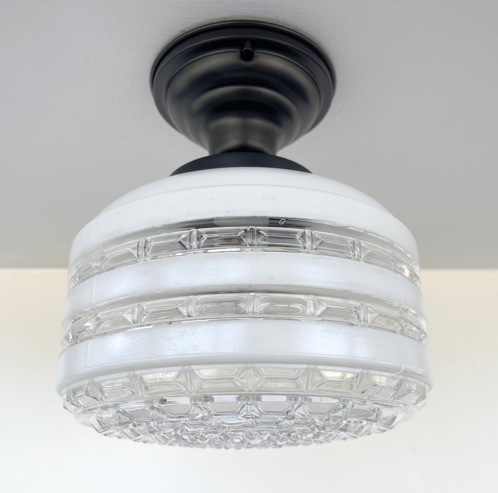 Retro Mid Century Regency Glass Ceiling Light