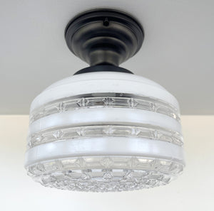Retro Mid Century Regency Glass Ceiling Light