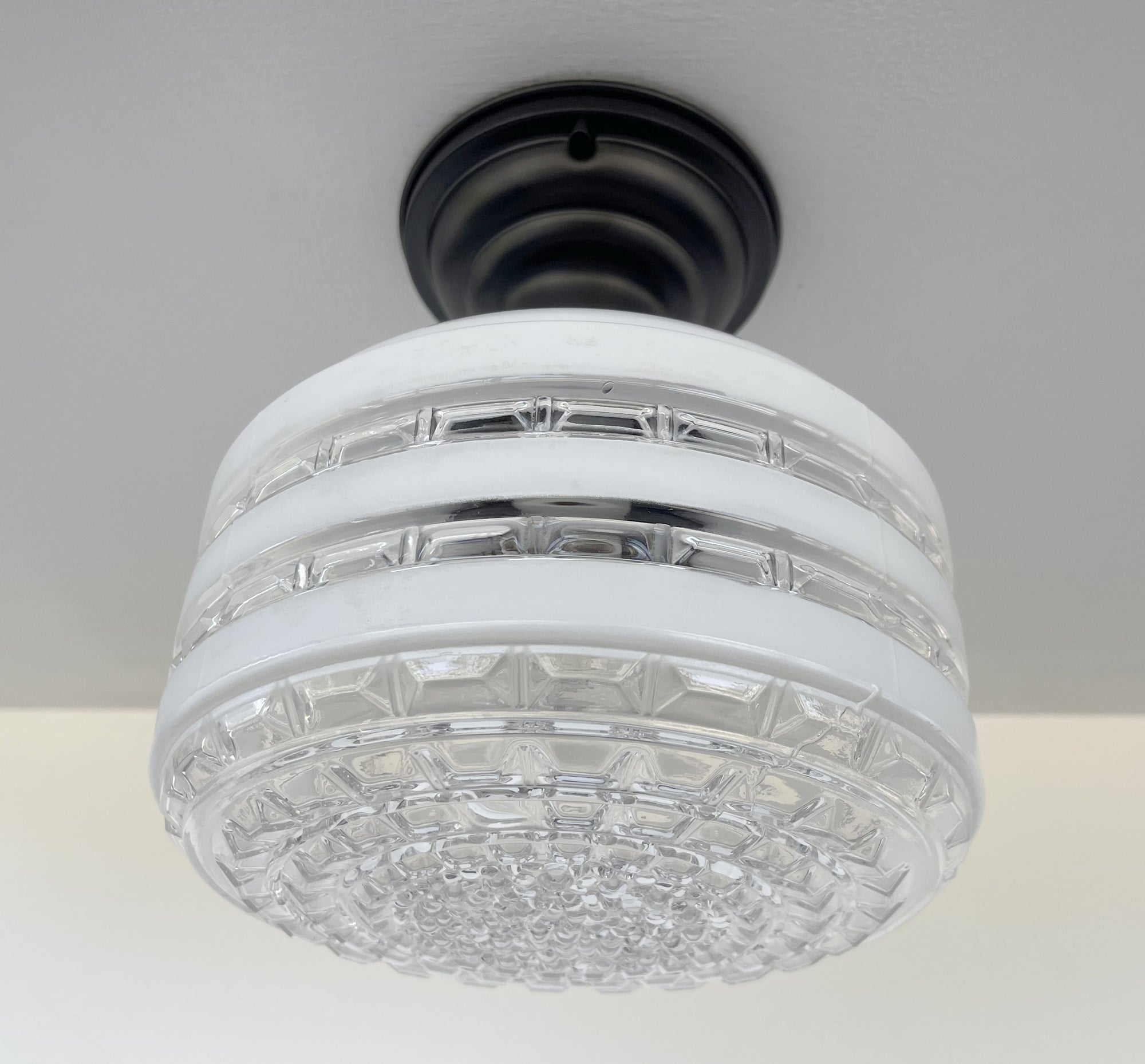 Retro Mid Century Regency Glass Ceiling Light