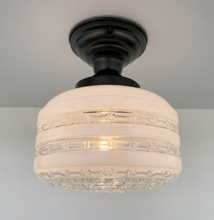 Retro Mid Century Regency Glass Ceiling Light