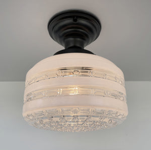 Retro Mid Century Regency Glass Ceiling Light