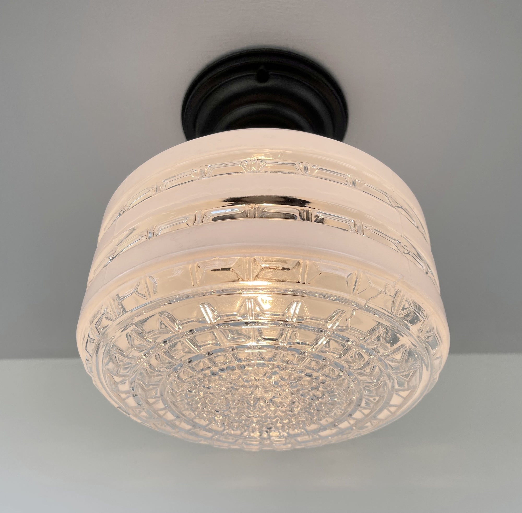 Retro Mid Century Regency Glass Ceiling Light