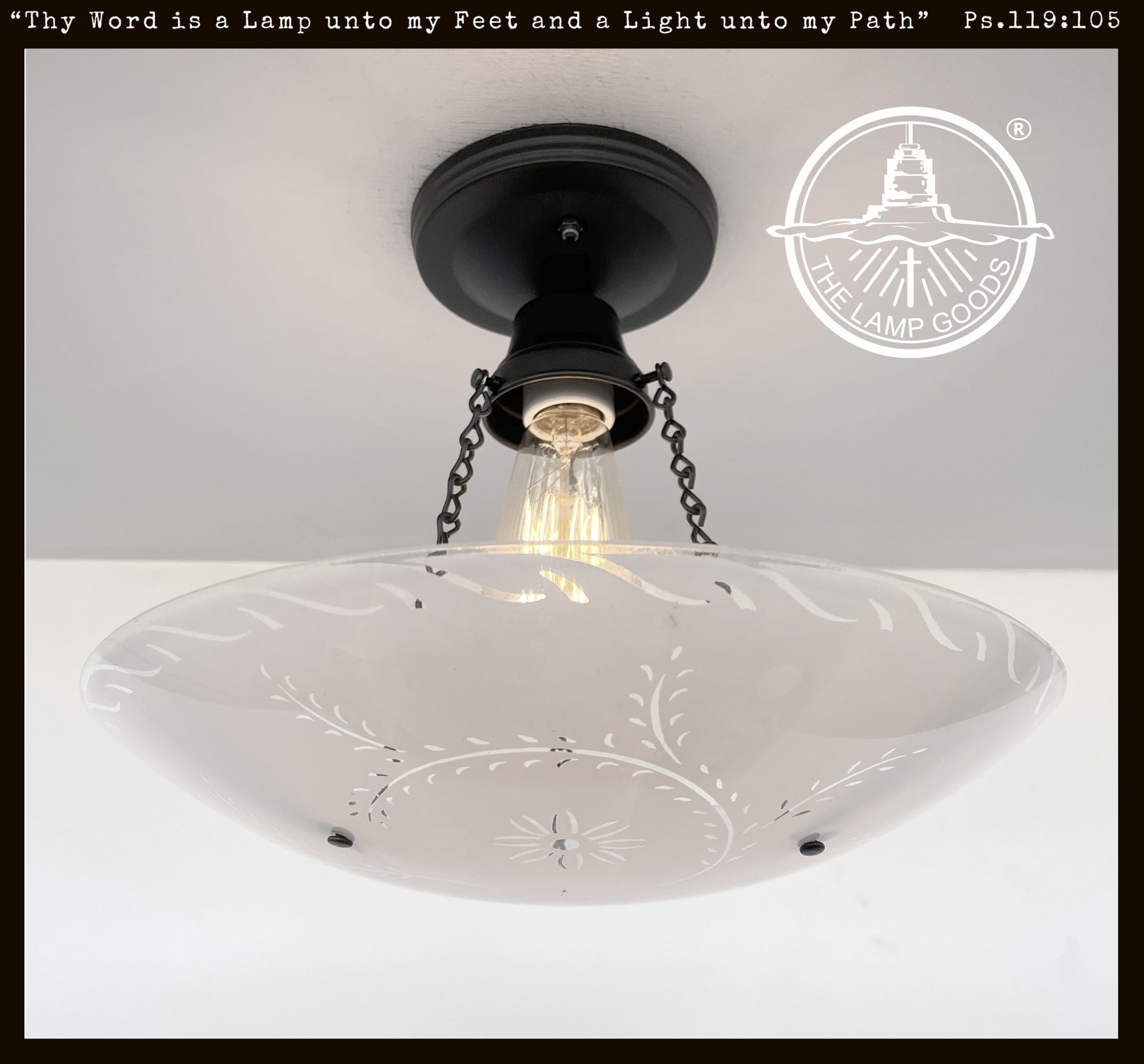 Suspended Retro Mid Century Glass Ceiling Light - 3 Chain