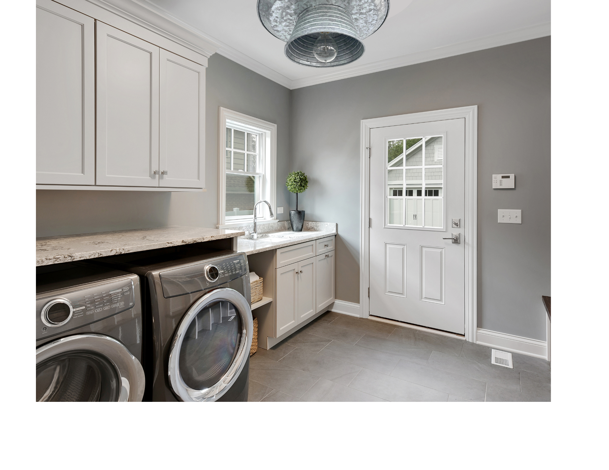 Farmhouse Round Flush Mount Ceiling Light for Laundry Room