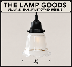 Ruffle Gold Banded Milk Glass Pendant - The Lamp Goods