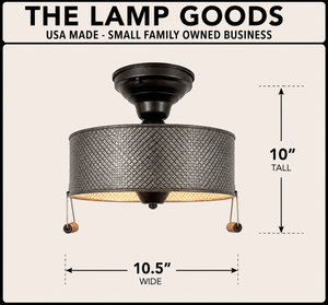 Rustic Galvanized Grain Sifter Style Flush Mount Ceiling Light