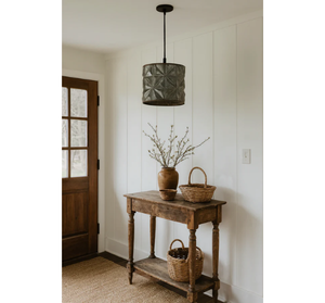 Rustic Galvanized Tin Starburst Drum Pendant Light