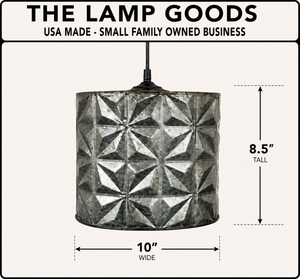 Rustic Galvanized Tin Starburst Drum Pendant Light