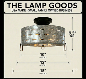 Rustic Perforated Galvanized Drum Flush Light