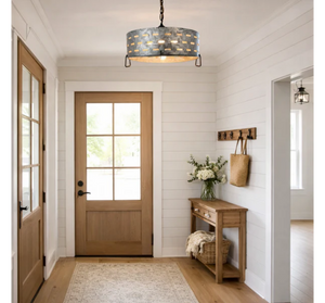 Rustic Perforated Galvanized Drum PENDANT CHAIN Light - The Lamp Goods