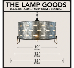 Rustic Perforated Galvanized Drum PENDANT CHAIN Light - The Lamp Goods