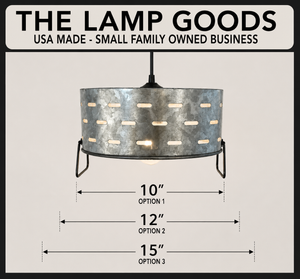 Rustic Perforated Galvanized Drum PENDANT CORD Light