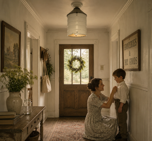 Rustic White Farmhouse Silo Ceiling Light