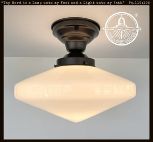 SPACE AGE 1940's Antique Milk Glass CEILING Light Retro Art Deco