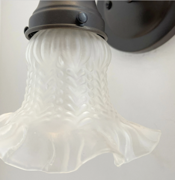 Vintage Sweet Ruffle 1960's Antique Frosted Glass Wall Sconce Light Fixture