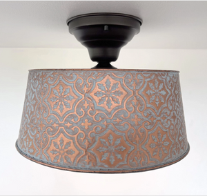 Ornate Copper Farmhouse Ceiling Light - 4 Bulb