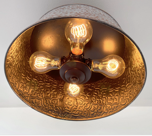 Ornate Copper Farmhouse Ceiling Light - 4 Bulb