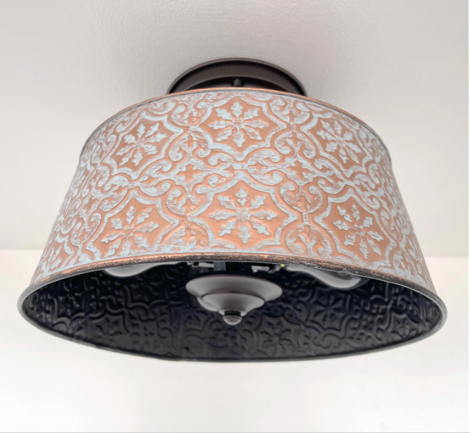 Ornate Copper Farmhouse Ceiling Light