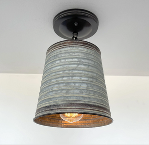 Corrugated Barn Metal Galvanized Rustic Pendant Light