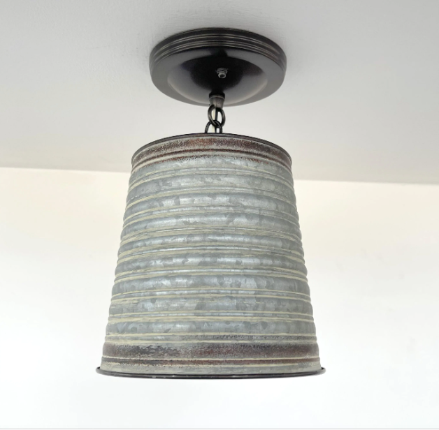 Corrugated Barn Metal Galvanized Rustic Pendant Light