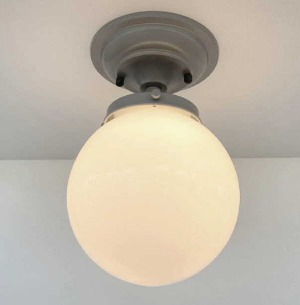 milk glass flush mount light