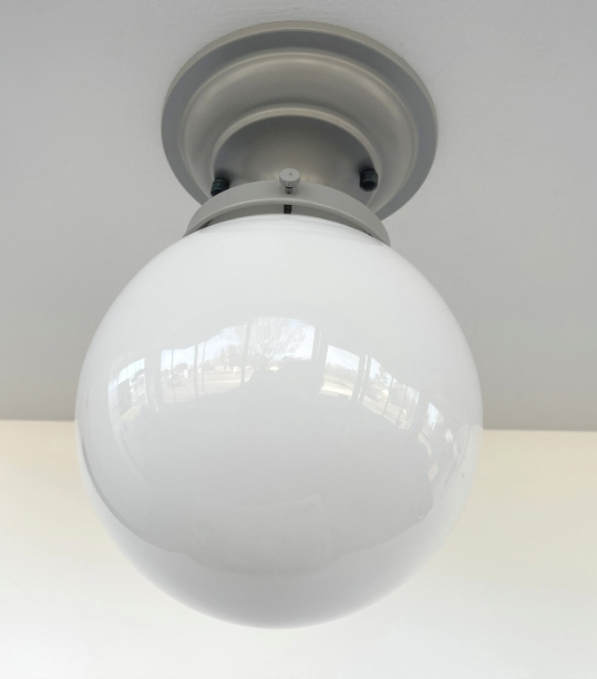 Modern Milk Glass GREY Ceiling Light Fixture of 8" Opal Glass Globe