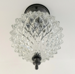 HIGH QUALITY DIAMOND 1950s Authentic Mid Century Antique Heavy Glass Ceiling Light