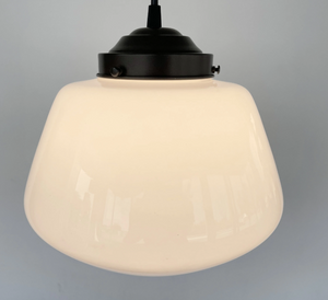 Large Handsome 1930's DOMED Vintage Milk Glass PENDANT Light