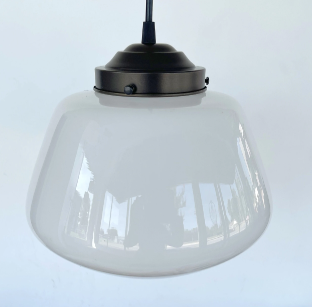 Large Handsome 1930's DOMED Vintage Milk Glass PENDANT Light