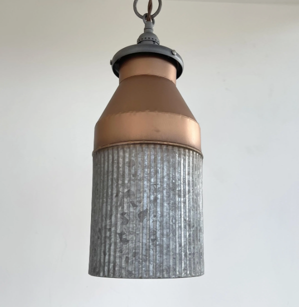 Rustic COPPER Farmhouse MILK CAN Barn Pendant Light Fixture