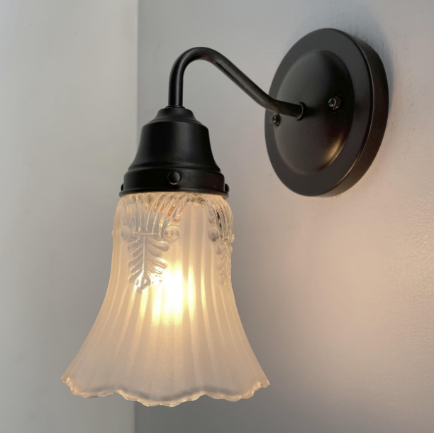 Vanity SCONCE Wall Light 1950s Fixture Frost & Clear Antique Vintage Glass - The Lamp Goods