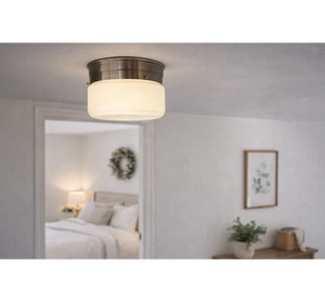 Simple Cottage Opal Schoolhouse Drum Ceiling Light
