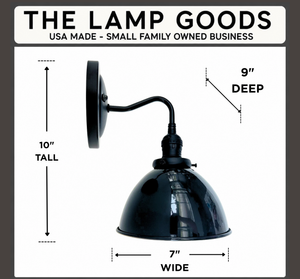 Small Black Enamel Farmhouse Wall Sconce Lighting