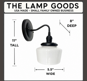 Small Schoolhouse Milk Glass Wall Sconce |5.5"| - The Lamp Goods