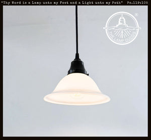 Vintage Farmhouse Wide Flare Milk Glass Pendant Light | 9" Width