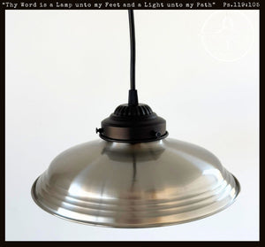 Classic Industrial Brushed Steel Dome Pendant Light | 10.5" Width - The Lamp Goods