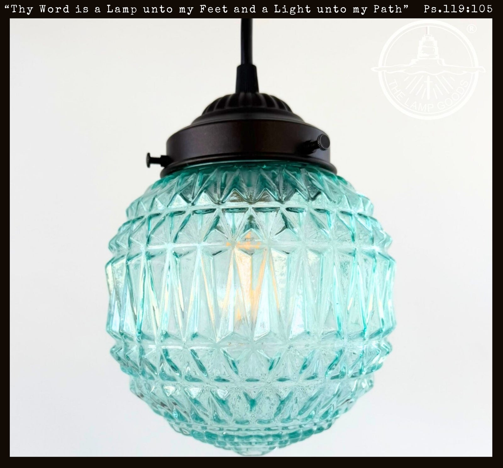 Rare Blue Diamond Cut Globe Pendant Light | 6" Width - The Lamp Goods