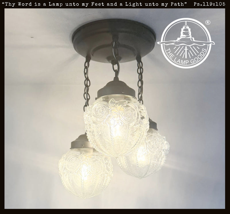 Victorian Embossed Ceiling Light Trio - The Lamp Goods