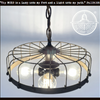 Rustic industrial cage chandelier, 3-light, metal frame, The Lamp Goods
